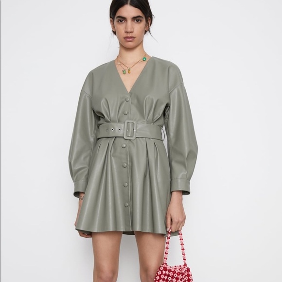 ZARA Faux Leather Dress - Picture 3 of 7